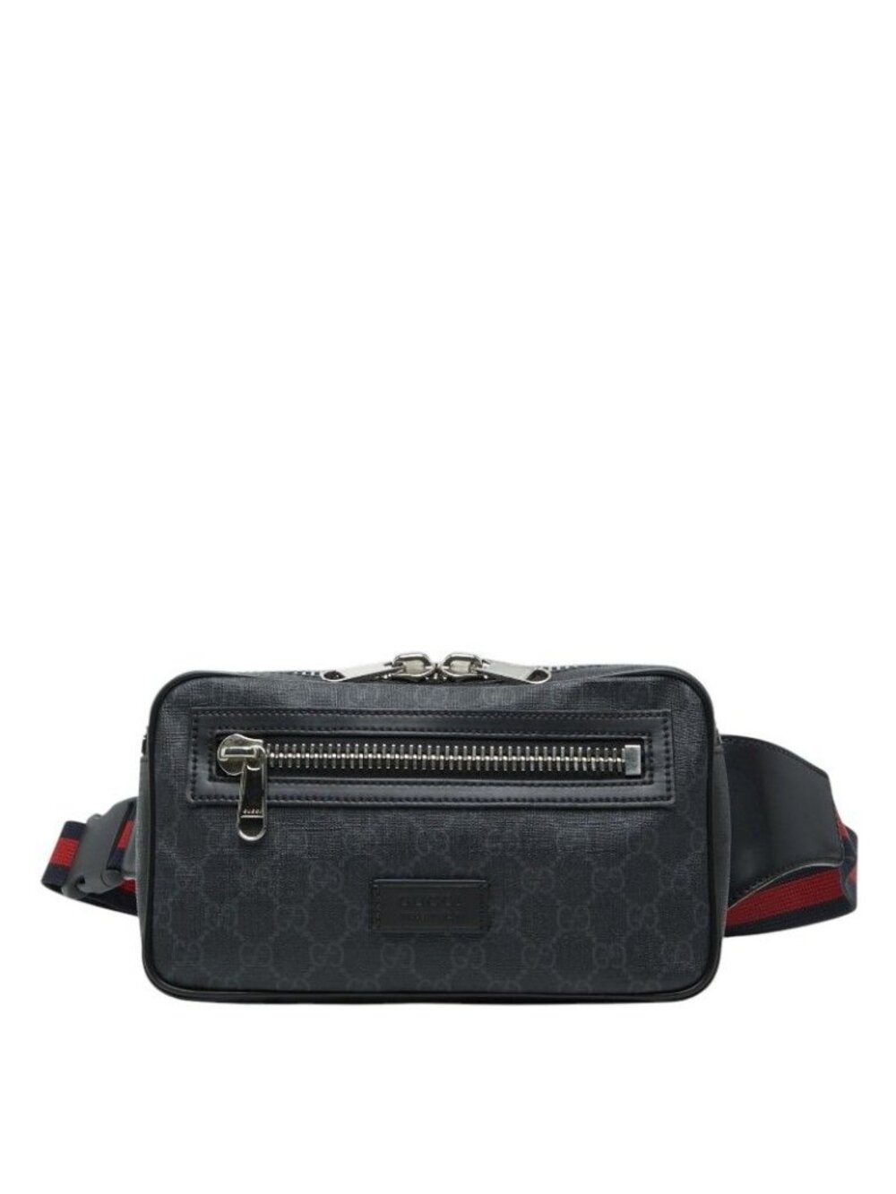 Gucci GG Supreme Waist Bag Black Gray Leather